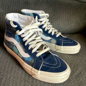 Vans worn only twice blue multi blue and white.